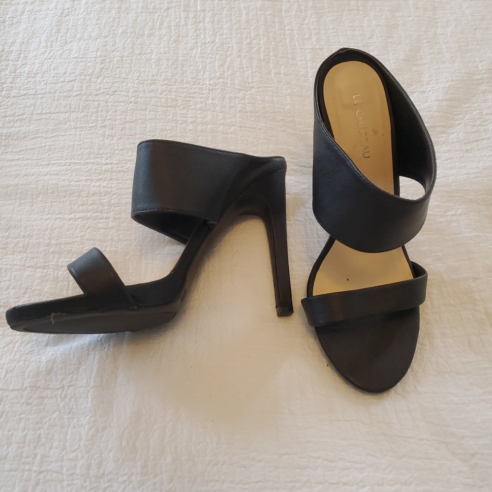 Chic Slip On Black High Heel Sandals